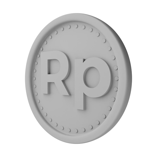 Ilustración 3D de Rupia de moneda de plata aislada en fondo blanco