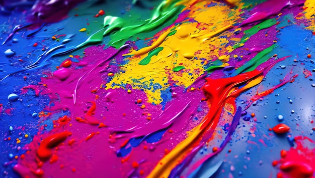 Ilustración 3d de una salpicadura de pintura colorida, explosión pigmentada de color, acrílico, tinte, abstracto