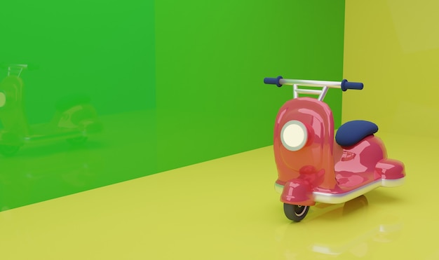 Ilustración 3D de scooter
