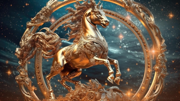 Foto ilustración 3d del signo del zodiaco sagitario