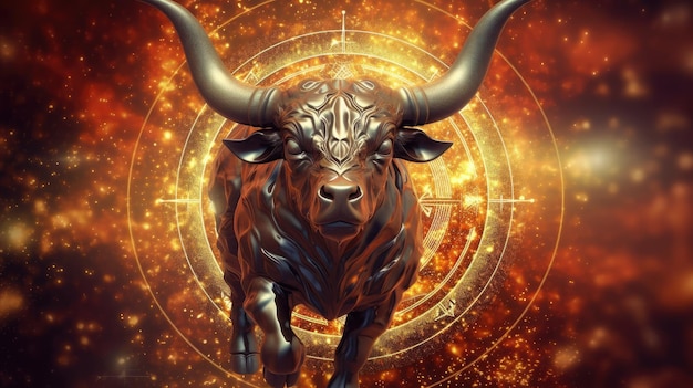 Foto ilustración 3d del signo del zodiaco tauro