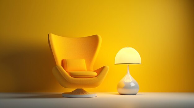 Ilustración 3D de sillón con lámpara