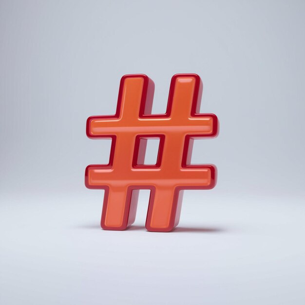 Ilustración en 3D del símbolo del hashtag