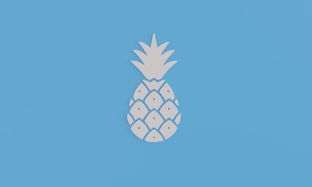 Ilustración 3d símbolo mínimo de piña sobre fondo azul Surf de verano disfrutar de vacaciones de verano fondo de concepto de playa