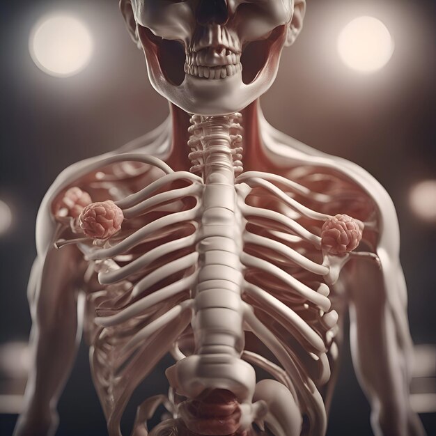 Ilustración 3D del sistema esquelético del cuerpo humano