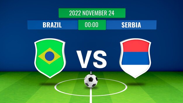 Foto una ilustración en 3d sobre el partido de fútbol brasil x serbia que se llevará a cabo el 24 de noviembre de 2022