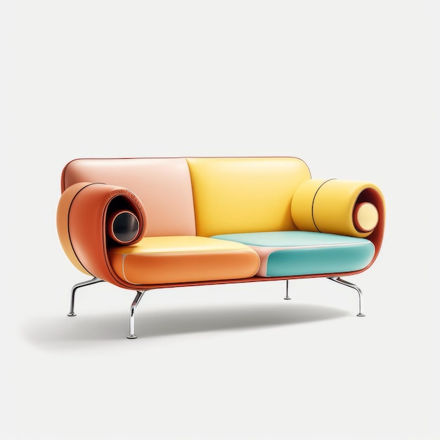 Foto ilustración 3d de sofá y silla en estilo de muebles vintage creados con tecnología de ia generativa