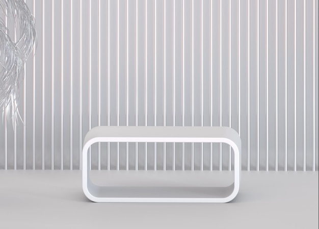 Ilustración 3d Soporte de producto blanco Estilo minimalista