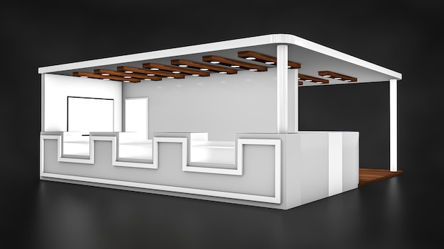 Ilustración 3D del stand de exposición vacío