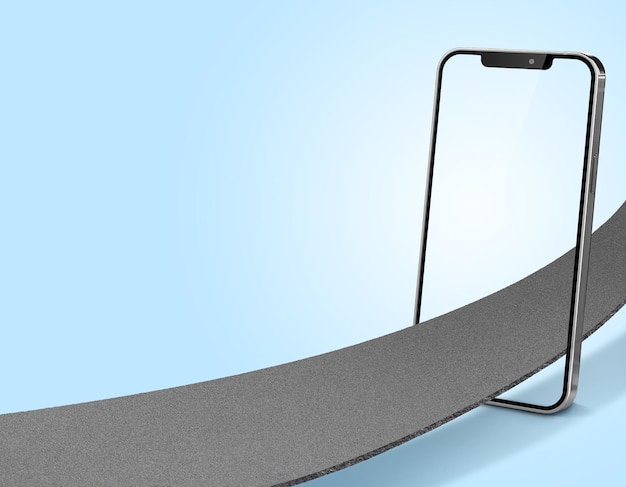 Ilustración 3D del teléfono que sale del teléfono inteligente aislado sobre fondo blanco. anuncio de carretera creativa.
