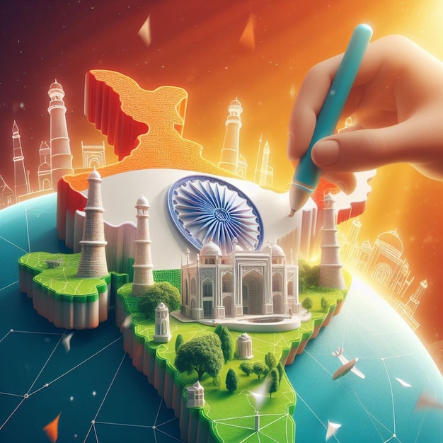 Ilustración en 3D del telón de fondo gris de la India