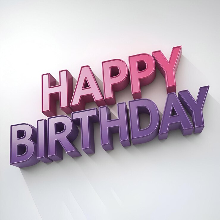 Foto ilustración en 3d del texto feliz cumpleaños en un fondo blanco limpio que transmite un espíritu festivo y alegre