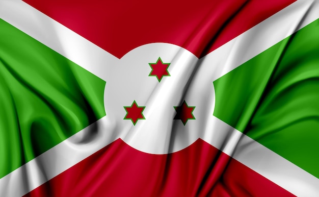 Ilustración 3d de la textura que agita la bandera de Burundi