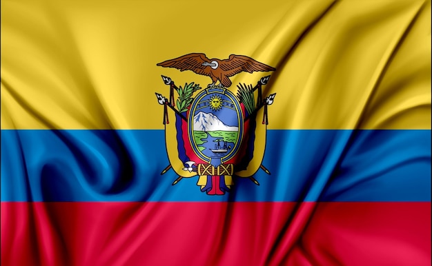 Ilustración 3d de la textura que agita la bandera de Ecuador