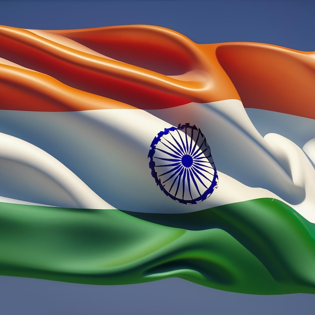 Ilustración 3D de la textura que agita la bandera de la India