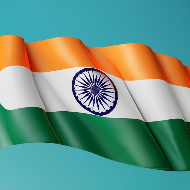 Ilustración 3D de la textura que agita la bandera de la India