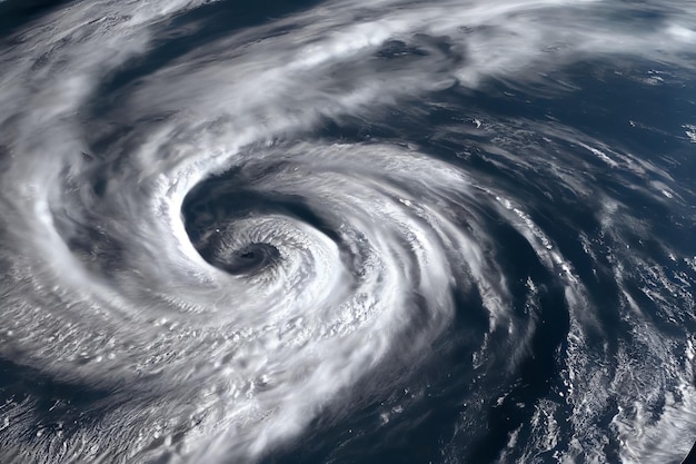 Ilustración 3d del tifón sobre el huracán de monitoreo del planeta Tierra