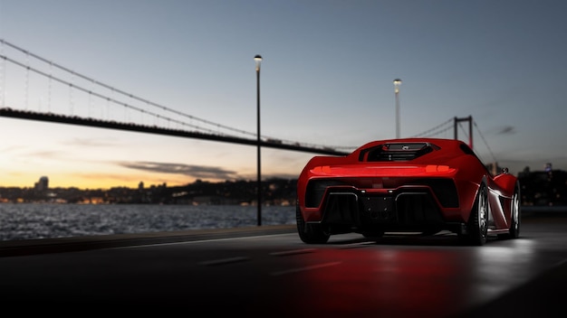 Ilustración 3D de trabajo de fondo del coche