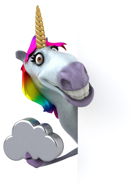 Ilustración 3D de unicornio divertido