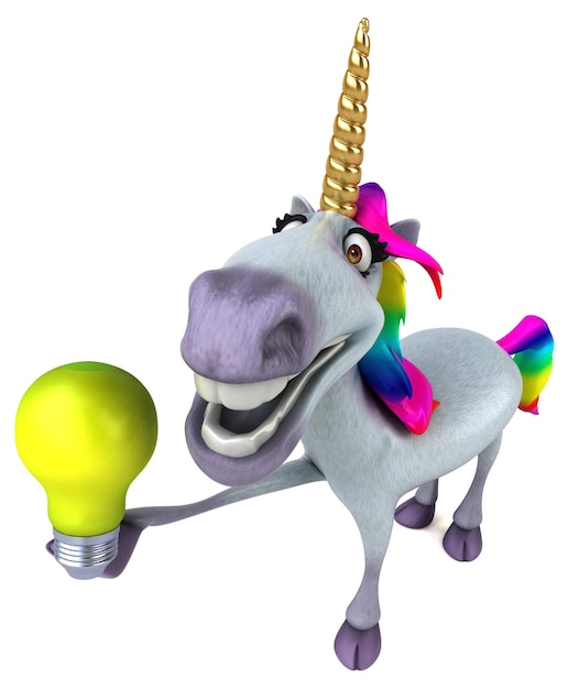 Ilustración 3D de unicornio divertido