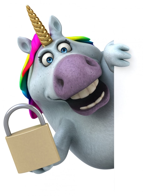 Ilustración 3D de unicornio divertido