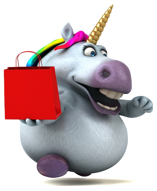 Ilustración 3D de unicornio divertido