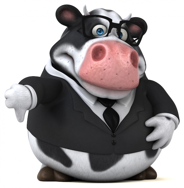 Ilustración 3D de vaca divertida