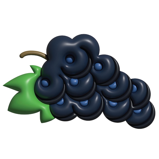 Ilustración 3D del vector de uva púrpura