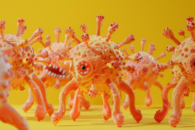 Foto ilustración en 3d de los virus están mutando