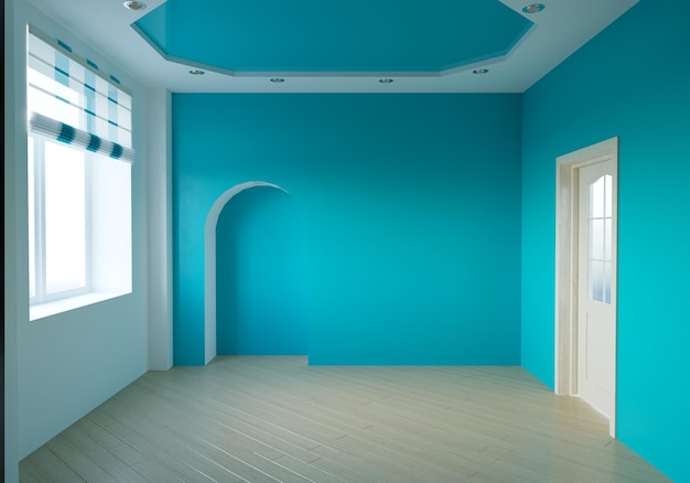 Foto ilustración 3d de visualización interior de habitación vacía