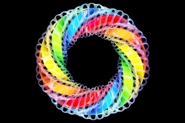 Ilustración 3dColorfuk toro en el fondo negro patrón Geometría de fondo