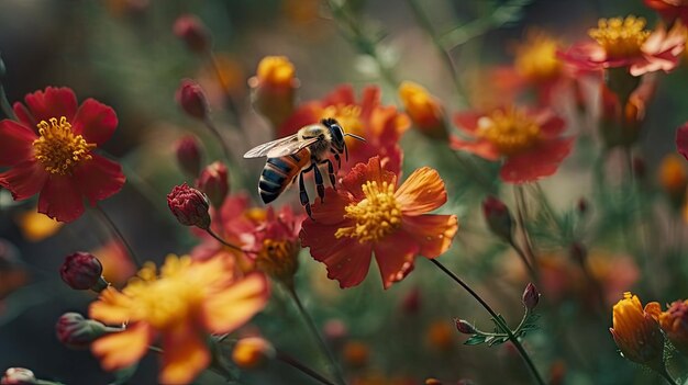 Ilustración de abejas vistas de cerca