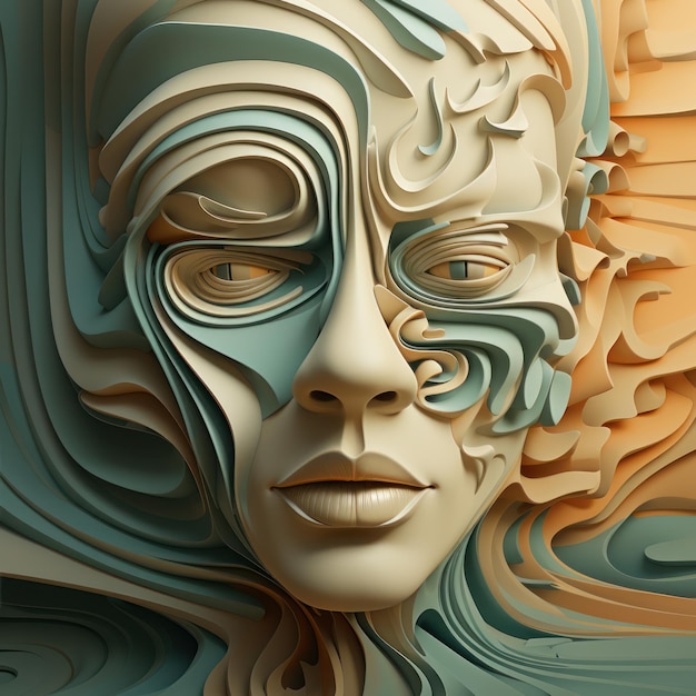 Ilustración Abstracción Retrato de un hombre Rostro humano