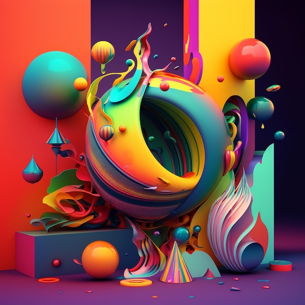 Ilustración abstracta 3D brillante