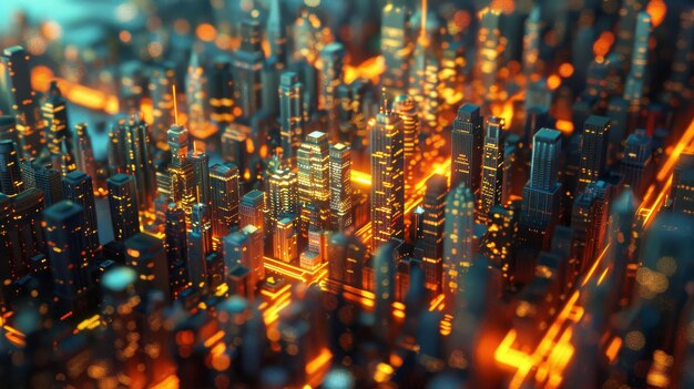 Ilustración abstracta en 3D de un paisaje urbano de ensueño generado por la IA