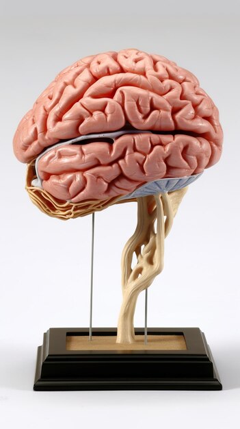 Foto ilustración abstracta de la anatomía cerebral ampliada en un patrón multicolor fondo blanco foto hd