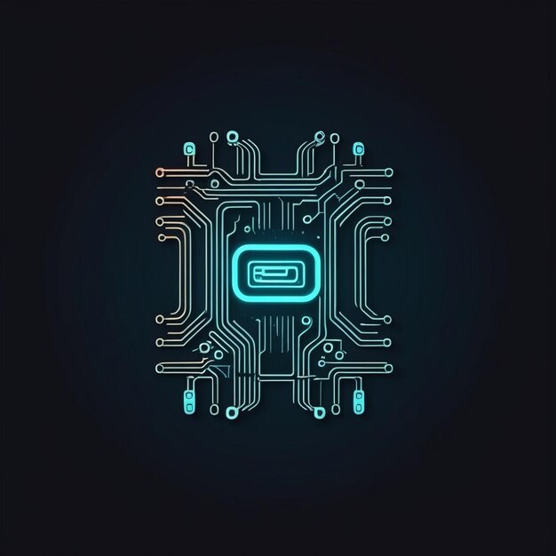 una ilustración abstracta azul y verde de un circuito electrónico