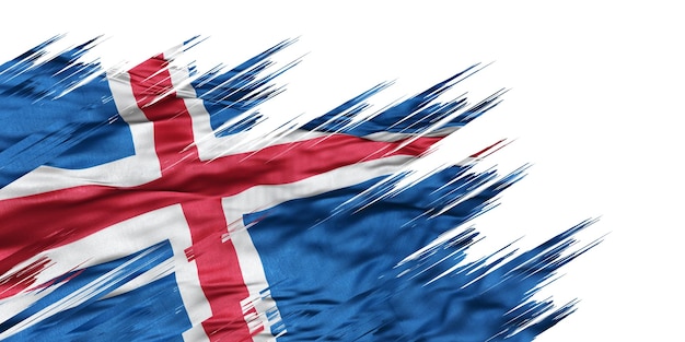 Ilustración abstracta de las banderas europeas para Islandia con efectos de salpicaduras grunge