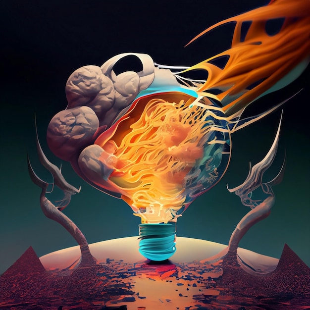 Ilustración abstracta bombilla de la lámpara en llamas