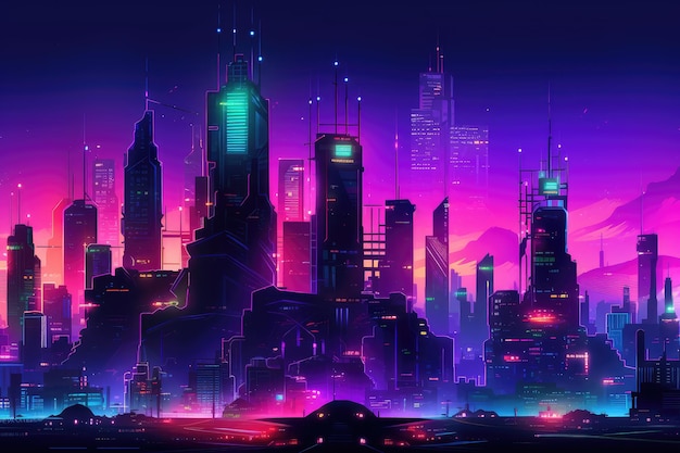 Ilustración abstracta de la ciudad de la tecnología del futuro