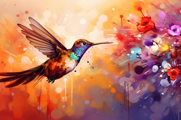 Foto ilustración abstracta colorida del colibrí