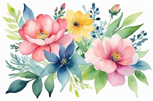 Ilustración abstracta de flores en acuarela