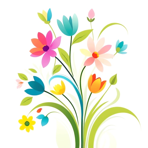 Ilustración abstracta de flores de primavera con fondo blanco
