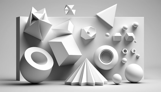 Ilustración abstracta de fondo blanco 3d minimalista IA generativa
