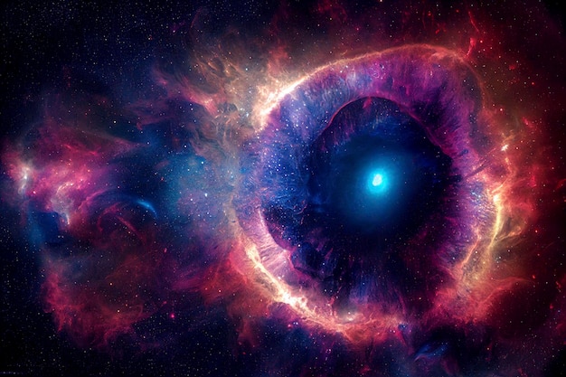 Ilustración abstracta de fondo de vórtice espacial el universo consiste en estrellas nebulosa de agujero negro sp