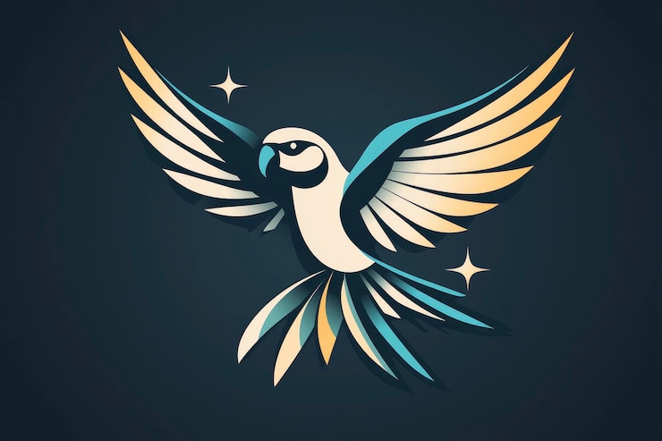 Foto ilustración abstracta de un loro en vuelo con estrellas