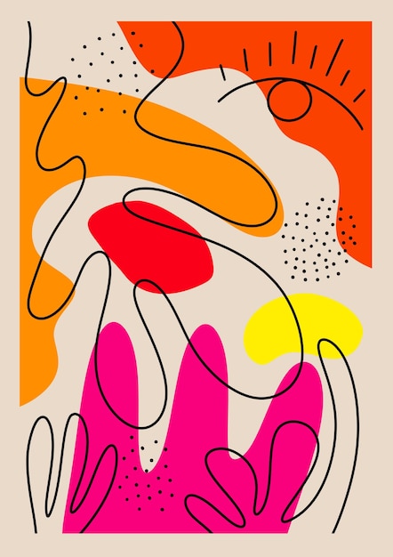 Ilustración abstracta pintada a mano. Fondo de impresión de arte minimalista. Plantilla de póster.