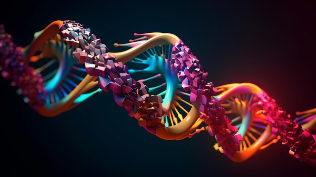 Ilustración abstracta que representa una hebra de ADN que muestra la intrincada belleza de la molécula genética con un toque de abstracción artística Ai generativo
