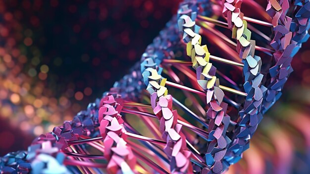 Ilustración abstracta que representa una hebra de ADN que muestra la intrincada belleza de la molécula genética con un toque de abstracción artística Ai generativo