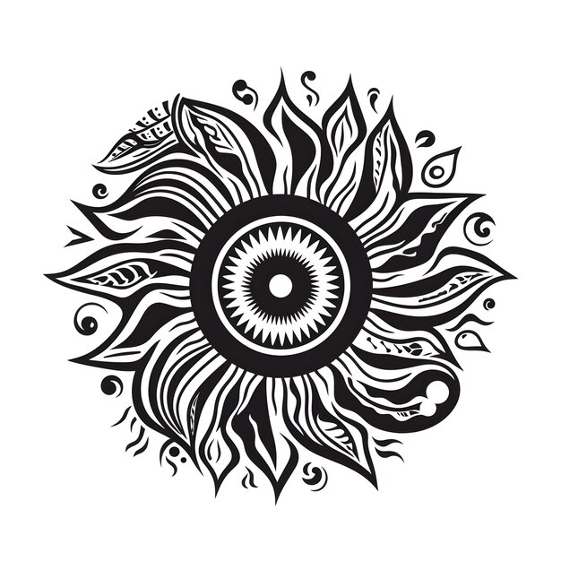 Foto ilustración abstracta del sol en blanco y negro